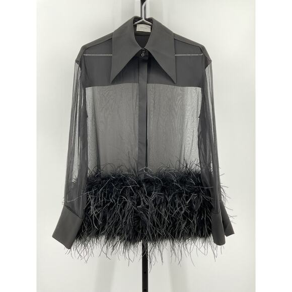 Sans Faff Costes Black Silk Feather Dress Size S - Picture 2 of 6
